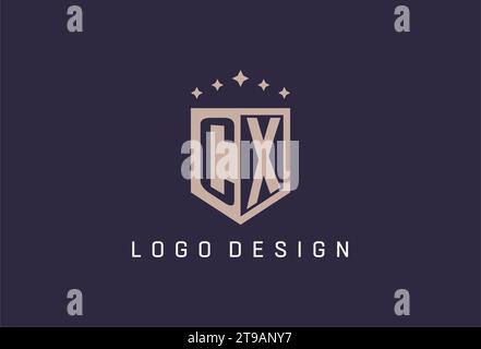 CX initial shield logo icon geometric style design inspiration Stock Vector