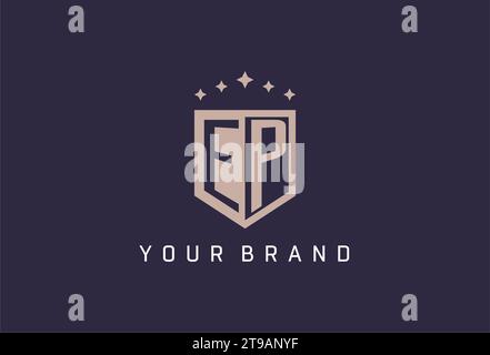 EP initial shield logo icon geometric style design inspiration Stock Vector