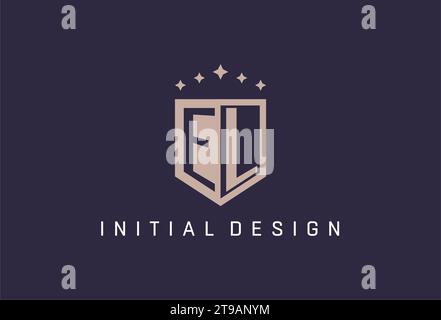 EL initial shield logo icon geometric style design inspiration Stock Vector