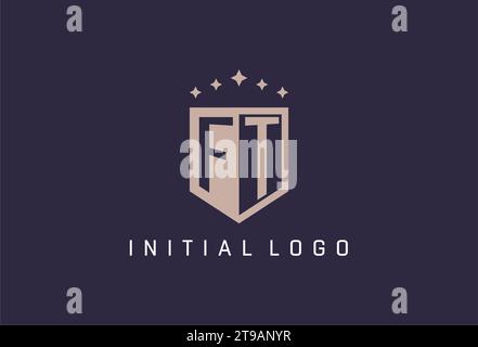 FT initial shield logo icon geometric style design inspiration Stock Vector