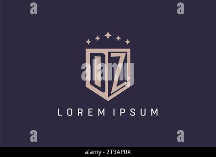 DZ initial shield logo icon geometric style design inspiration Stock Vector