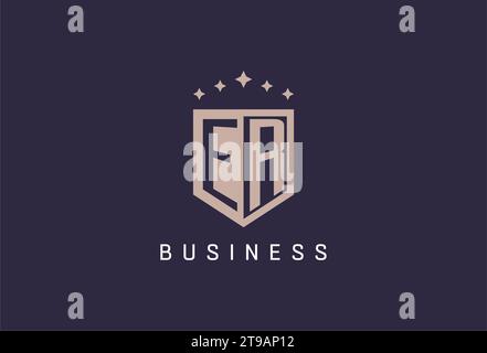 ER initial shield logo icon geometric style design inspiration Stock Vector