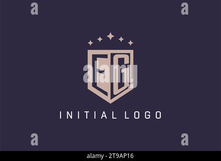 EG initial shield logo icon geometric style design inspiration Stock Vector