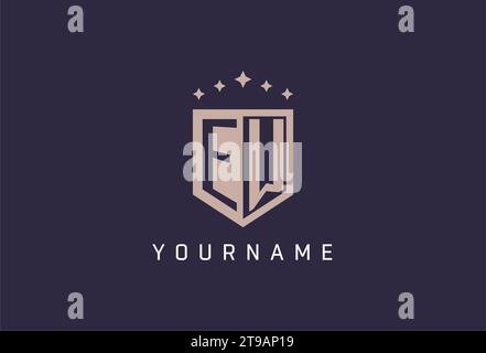 EW initial shield logo icon geometric style design inspiration Stock Vector