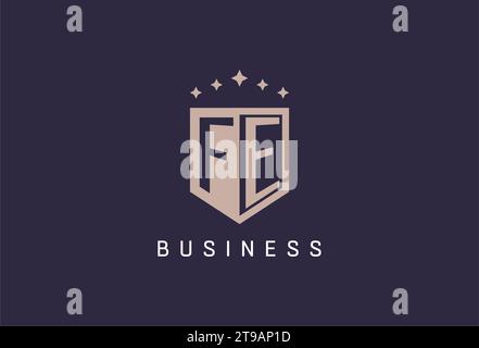 FE initial shield logo icon geometric style design inspiration Stock Vector