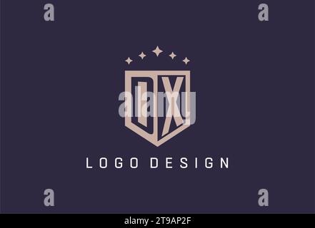 DX initial shield logo icon geometric style design inspiration Stock Vector