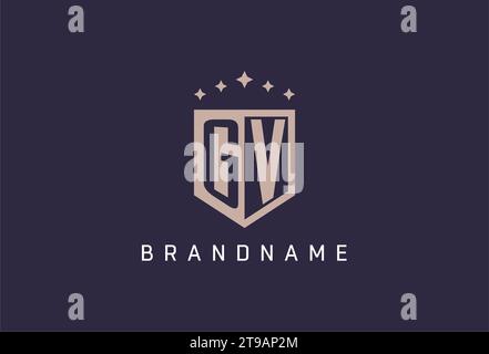 GV initial shield logo icon geometric style design inspiration Stock Vector