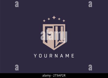 FW initial shield logo icon geometric style design inspiration Stock Vector