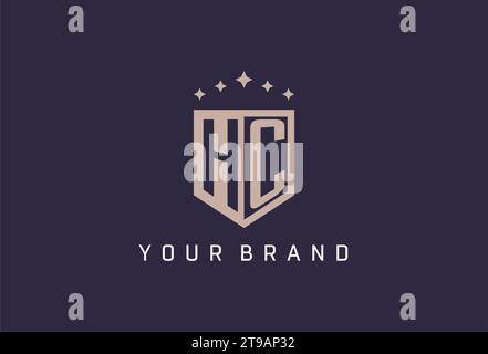 HC initial shield logo icon geometric style design inspiration Stock Vector