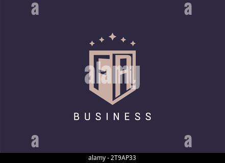 FR initial shield logo icon geometric style design inspiration Stock Vector