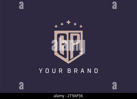 GP initial shield logo icon geometric style design inspiration Stock Vector
