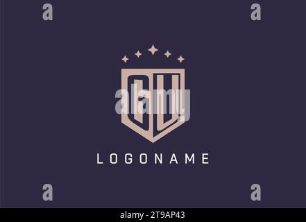 GU initial shield logo icon geometric style design inspiration Stock Vector