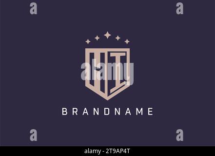 HI initial shield logo icon geometric style design inspiration Stock Vector
