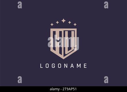 HU initial shield logo icon geometric style design inspiration Stock Vector
