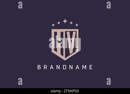 HV initial shield logo icon geometric style design inspiration Stock Vector