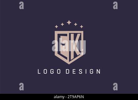 EK initial shield logo icon geometric style design inspiration Stock Vector