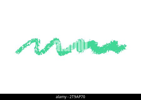 crayon emphasis underline. Hand drawn green charcoal curly lines, squiggles and shapes for diagrams. Doodle simple sketch icon. Vector illustration is Stock Vector