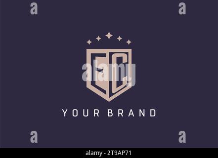 EC initial shield logo icon geometric style design inspiration Stock Vector