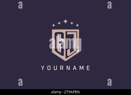 GJ initial shield logo icon geometric style design inspiration Stock Vector