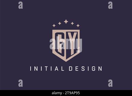 GY initial shield logo icon geometric style design inspiration Stock Vector