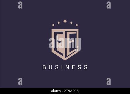 EE initial shield logo icon geometric style design inspiration Stock Vector