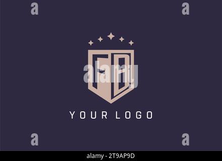FB initial shield logo icon geometric style design inspiration Stock Vector