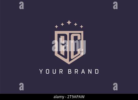 BC initial shield logo icon geometric style design inspiration Stock Vector