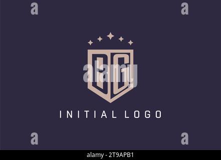 BG initial shield logo icon geometric style design inspiration Stock Vector
