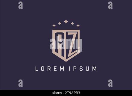 AZ initial shield logo icon geometric style design inspiration Stock Vector