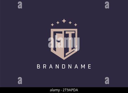 FI initial shield logo icon geometric style design inspiration Stock Vector