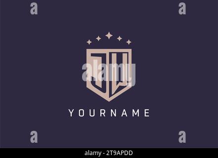 JW initial shield logo icon geometric style design inspiration Stock Vector
