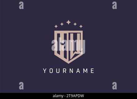 HW initial shield logo icon geometric style design inspiration Stock Vector