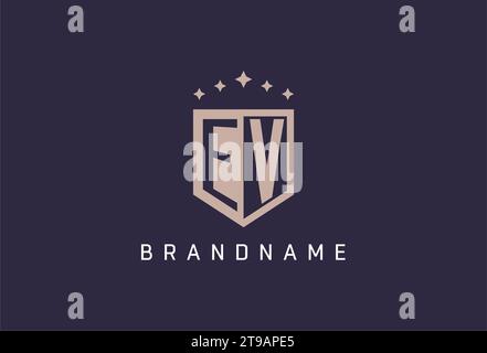 EV initial shield logo icon geometric style design inspiration Stock Vector