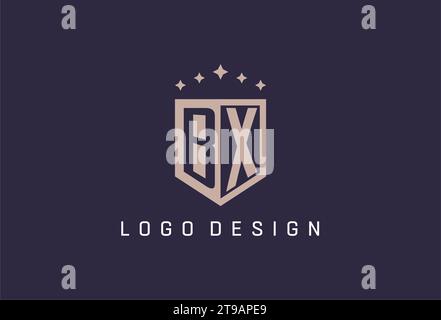 BX initial shield logo icon geometric style design inspiration Stock Vector
