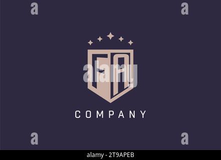 FA initial shield logo icon geometric style design inspiration Stock Vector