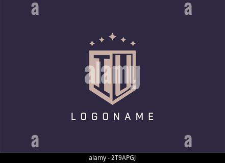 IU initial shield logo icon geometric style design inspiration Stock Vector