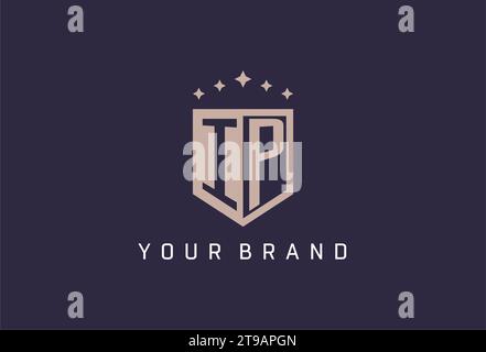 IP initial shield logo icon geometric style design inspiration Stock Vector