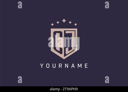 CJ initial shield logo icon geometric style design inspiration Stock Vector