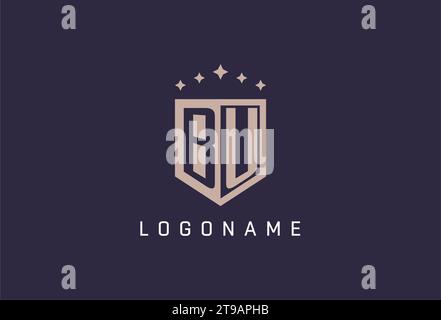 BU initial shield logo icon geometric style design inspiration Stock Vector