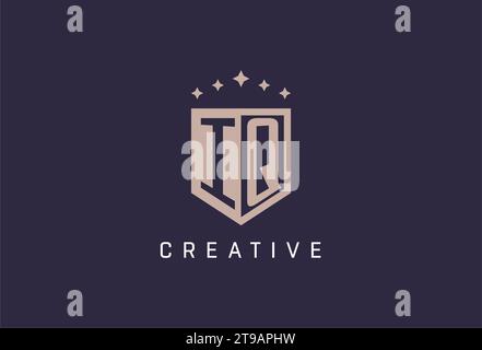 IQ initial shield logo icon geometric style design inspiration Stock Vector