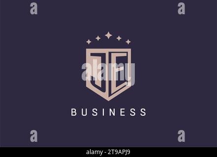 JE initial shield logo icon geometric style design inspiration Stock Vector