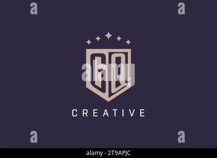 GQ initial shield logo icon geometric style design inspiration Stock Vector