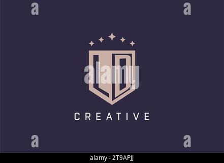 LD initial shield logo icon geometric style design inspiration Stock Vector