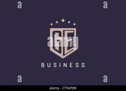 GE initial shield logo icon geometric style design inspiration Stock Vector