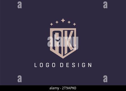 AK initial shield logo icon geometric style design inspiration Stock Vector