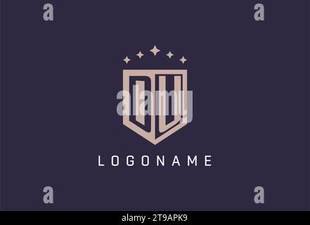DU initial shield logo icon geometric style design inspiration Stock Vector