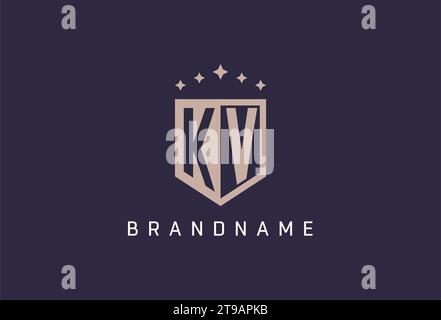 KV initial shield logo icon geometric style design inspiration Stock Vector