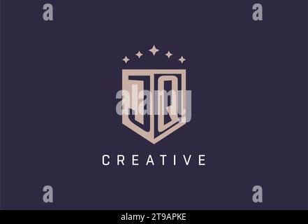 JQ initial shield logo icon geometric style design inspiration Stock Vector