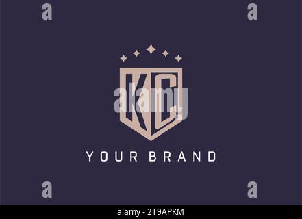KC initial shield logo icon geometric style design inspiration Stock Vector