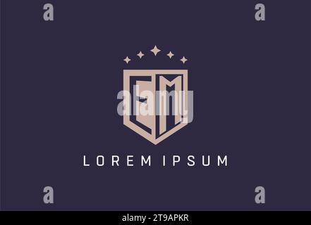 EM initial shield logo icon geometric style design inspiration Stock Vector